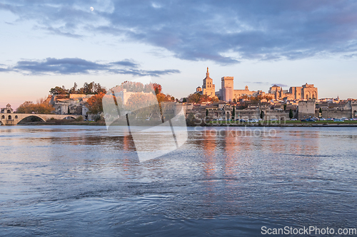 Image of Avignon city and his famous bridge on the Rhone River. Photograp