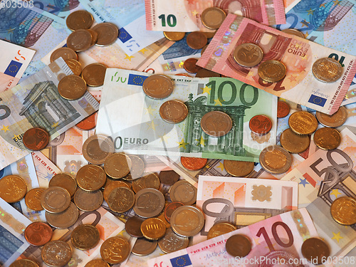 Image of Euro (EUR) notes and coins, European Union (EU)