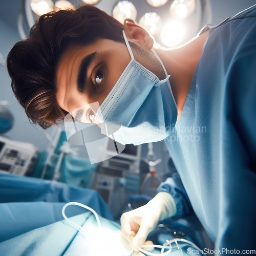 Image of doctor in scrubs and mask