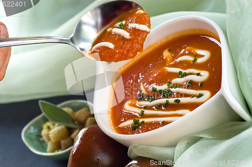 Image of Bowl of Black Prince tomatoe soup