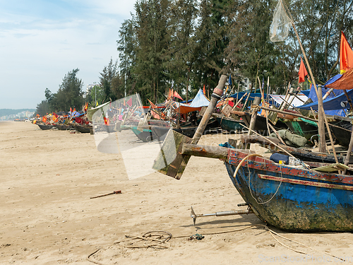 Image of Fishing boats at Sam Son Beach, Thanh Hoa, Vietnam