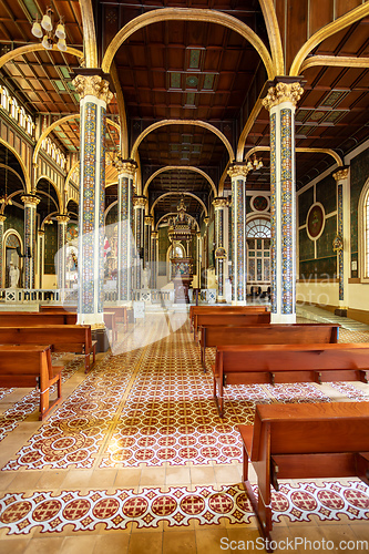 Image of Interior of the cathedral Basilica de Nuestra Senora de los Angeles in Cartago in Costa Rica