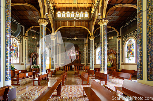 Image of Interior of the cathedral Basilica de Nuestra Senora de los Angeles in Cartago in Costa Rica