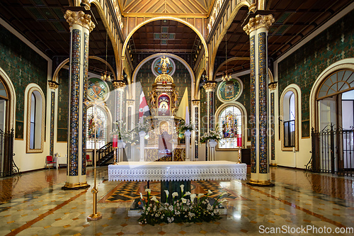 Image of Interior of the cathedral Basilica de Nuestra Senora de los Angeles in Cartago in Costa Rica