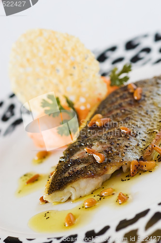 Image of Sea Bass fillet and pine nut oil