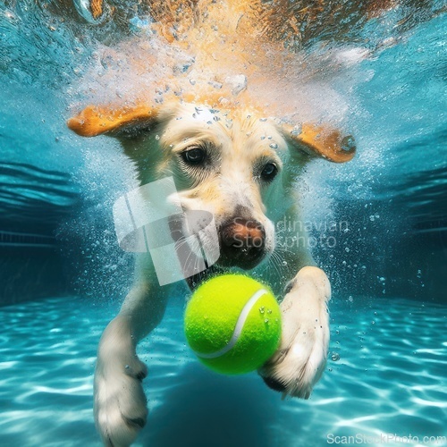 Image of dog playing and fetching the ball