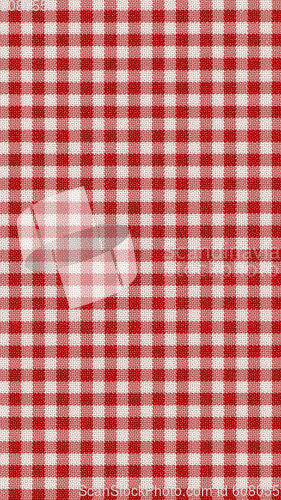 Image of Red checkered fabric texture background - vertical