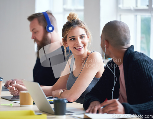 Image of College students in class young woman discussing group project with friend brainstorming ideas together enjoying teamwork