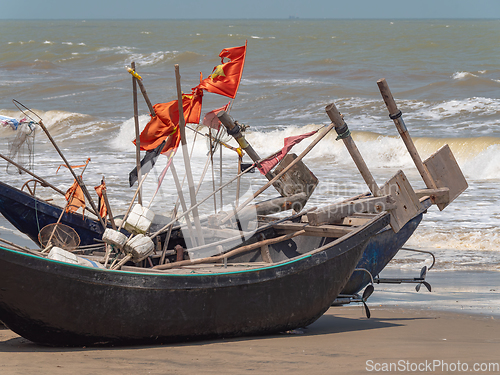 Image of Fishing boats at Sam Son Beach, Thanh Hoa, Vietnam