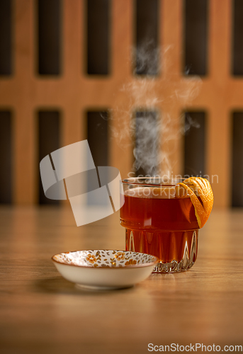 Image of Glass cup of hot tea