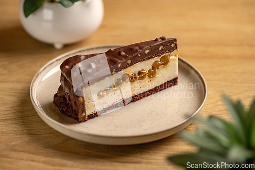 Image of Piece of tasty chocolate nougat cake