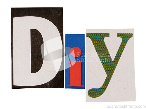 Image of The word diy made from cutout letters
