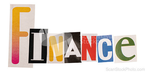 Image of The word finance made from cutout letters