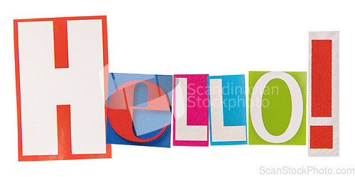 Image of The word hello made from cutout letters