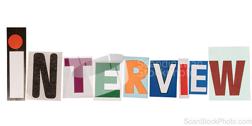 Image of The word interview made from cutout letters
