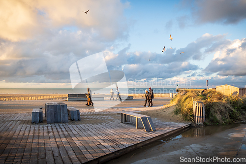 Image of People at the harbor of Calais. Photography taken in France