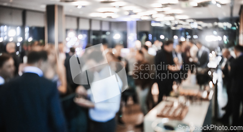 Image of Blurred image of businesspeople at banquet event business meeting event. Business and entrepreneurship events concept