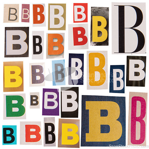 Image of Letter B cut out from newspapers
