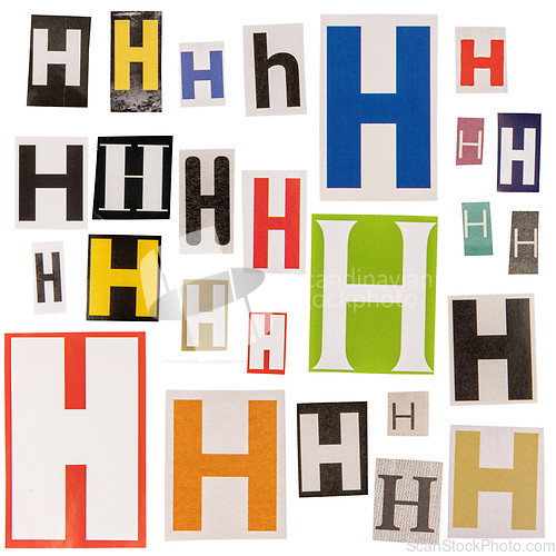 Image of Letter H cut out from newspapers