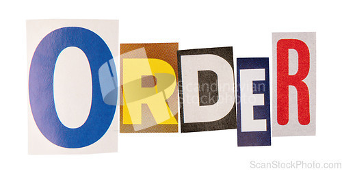 Image of The word order made from cut out letters