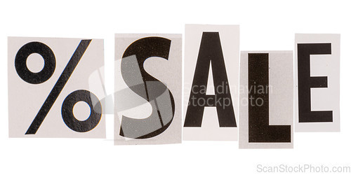 Image of The word sale made from cut out letters