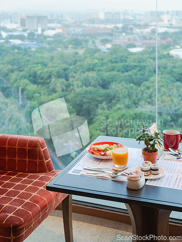 Image of Hotel breakfast with nice city view