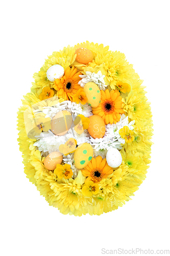 Image of Easter Egg and Flowers Concept Shape