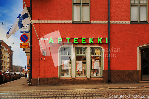 Image of Pharmacy in Red Jugend Style Building