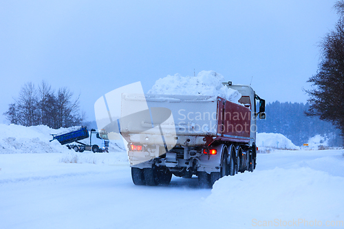 Image of Truck Transporting Snow to Snow Dump in Winter