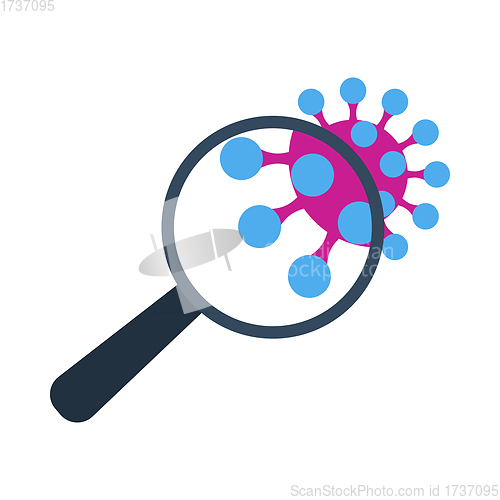 Image of Magnifier Over Coronavirus Molecule Icon