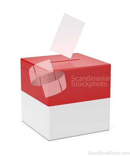 Image of Ballot box with national flag of Indonesia