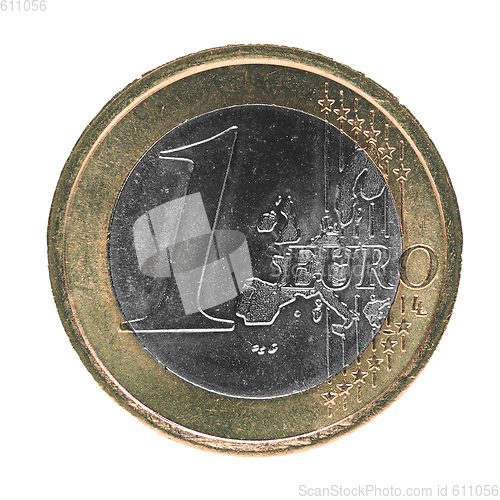 Image of One Euro (EUR) coin, European Union (EU) isolated over white