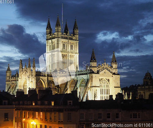 Image of Bath Abbey in Bath at night