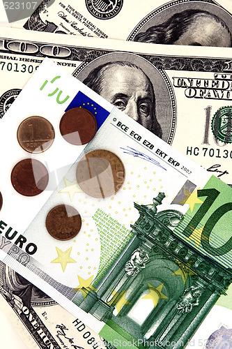 Image of Hundred dollar and euro