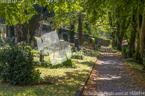 Image of sunny graveyard scenery