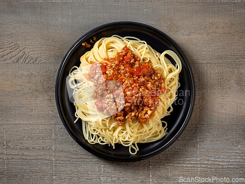 Image of plate of spaghetti bolognese