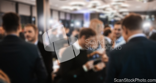 Image of Blurred image of businesspeople at banquet event business meeting event. Business and entrepreneurship events concept