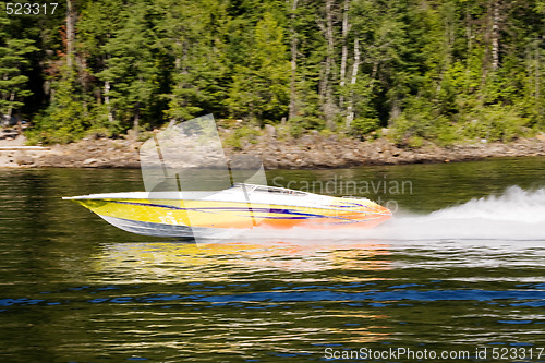 Image of Speedboat on Lake