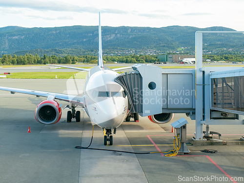 Image of Scandinavian Airlines Boeing 737 at Trondheim Airport