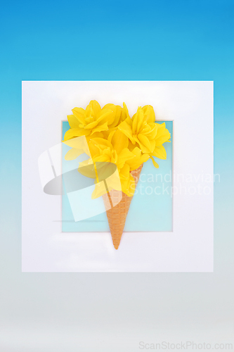 Image of Surreal Spring and Easter Ice Cream Cone Background Frame 