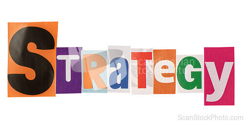 Image of The word strategy made from cutout letters