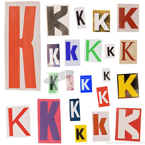 Image of Letter K cut out from newspapers
