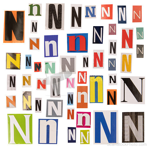 Image of Letter N cut out from newspapers