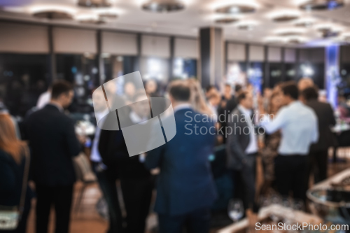 Image of Blurred image of businesspeople at banquet event business meeting event. Business and entrepreneurship events concept