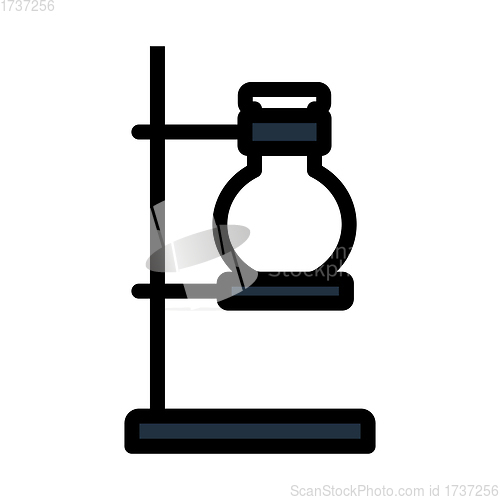 Image of Icon Of Chemistry Flask Griped In Stand