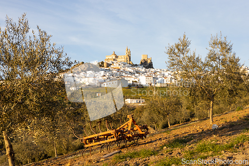 Image of Panoramic of Olvera town, considered the gate of white towns route in the province of Cadiz, Spain