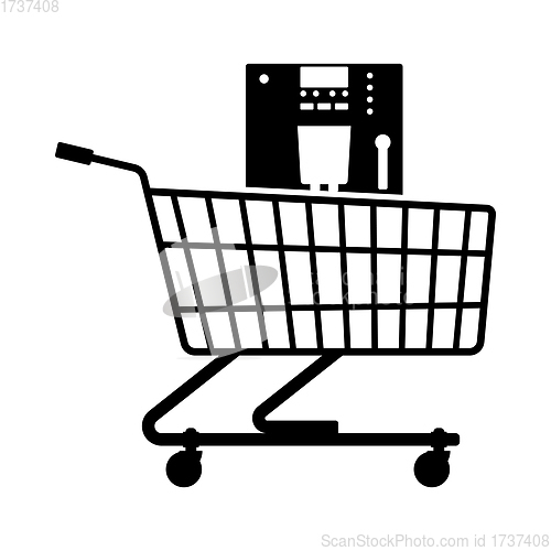 Image of Shopping Cart With Cofee Machine Icon