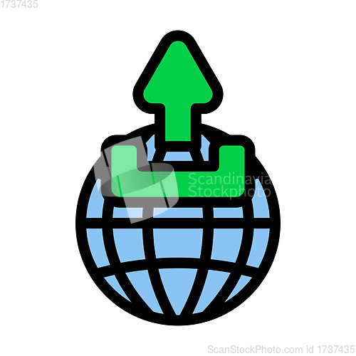 Image of Globe With Upload Symbol Icon