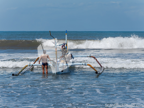 Image of Indonesian fishing boat in Bali, Indonesia