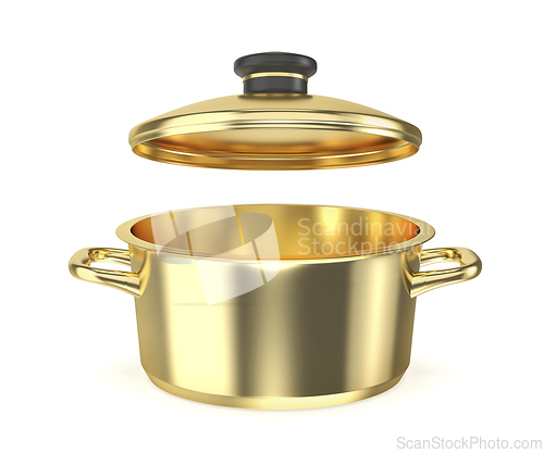 Image of Empty golden cooking pot